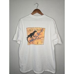 Vintage Lake Powel Shirt Iguana Lizard Utah Arizona Map Graphic White Large Tee